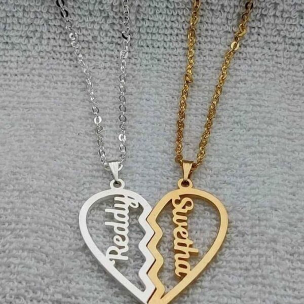 Personalized Half Heart Couple Name Pendent